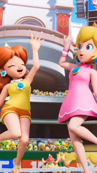 ai character: peach and daisy  background