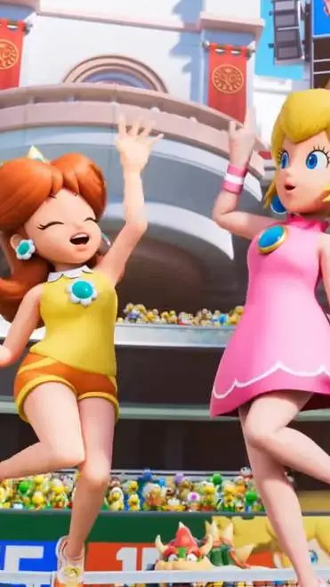 ai character: peach and daisy  background