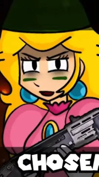 ai character: princess peach mad background