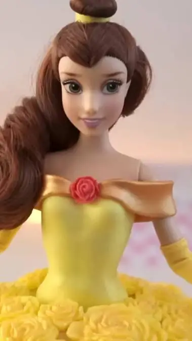 ai character: Belle doll cake background