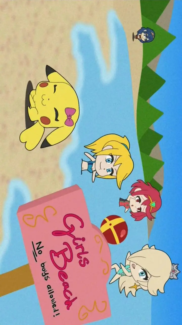 ai character: girls beach background
