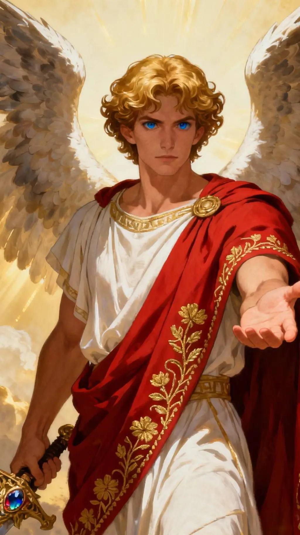 ai character: Archangel Michael  background