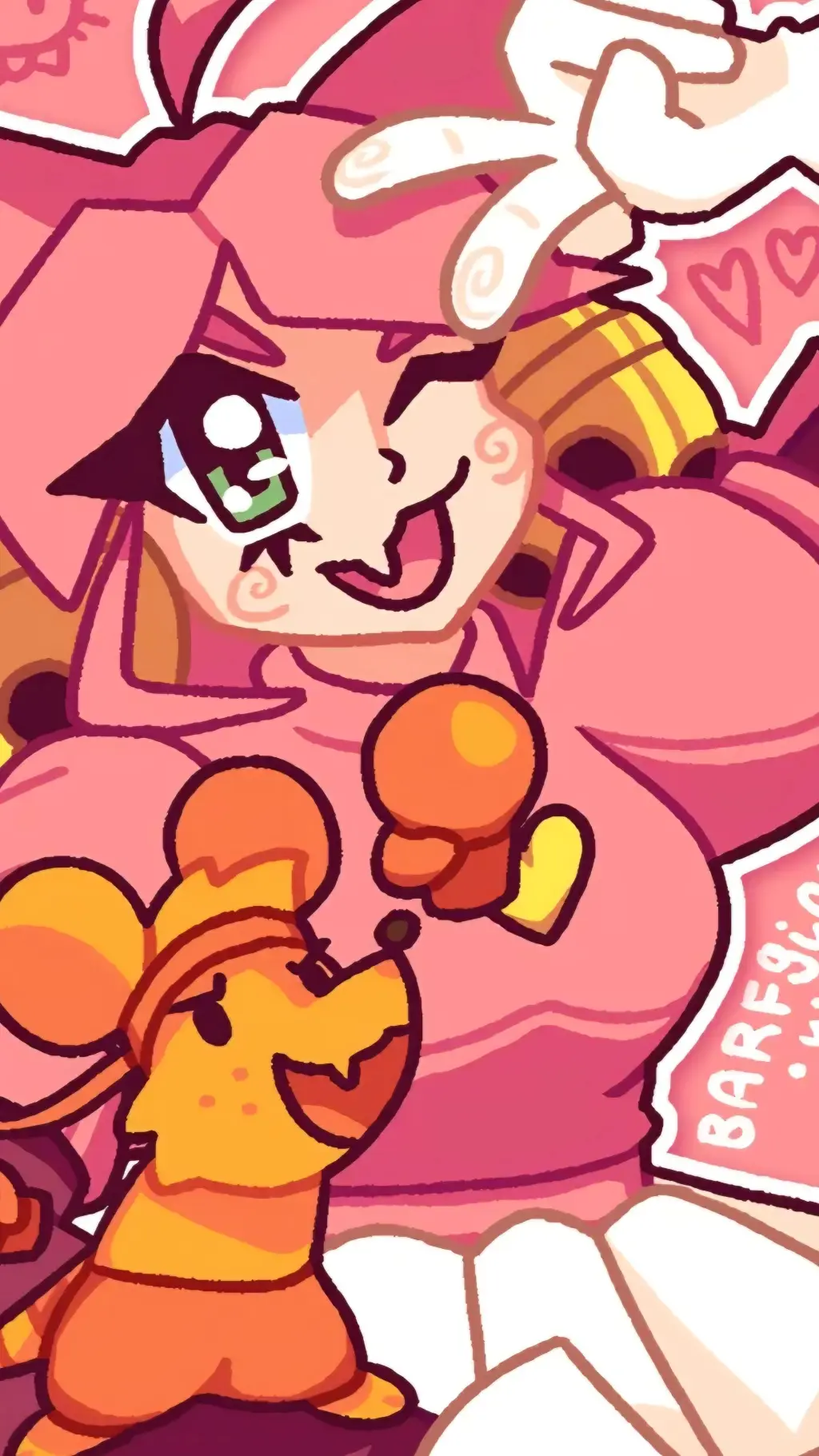 ai character: Pink background