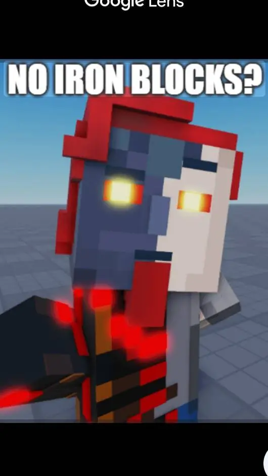 ai character: I NEED IRON BLOCKS background