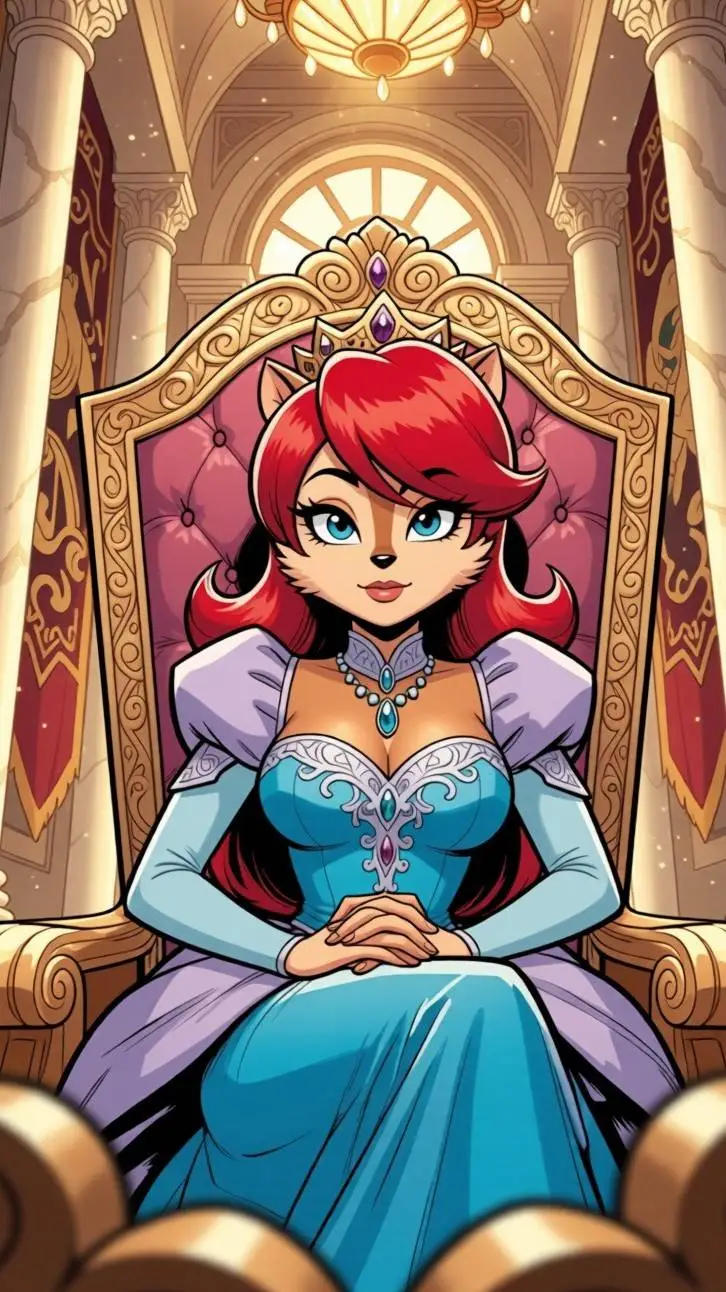 ai character: Queen Sally Acorn background