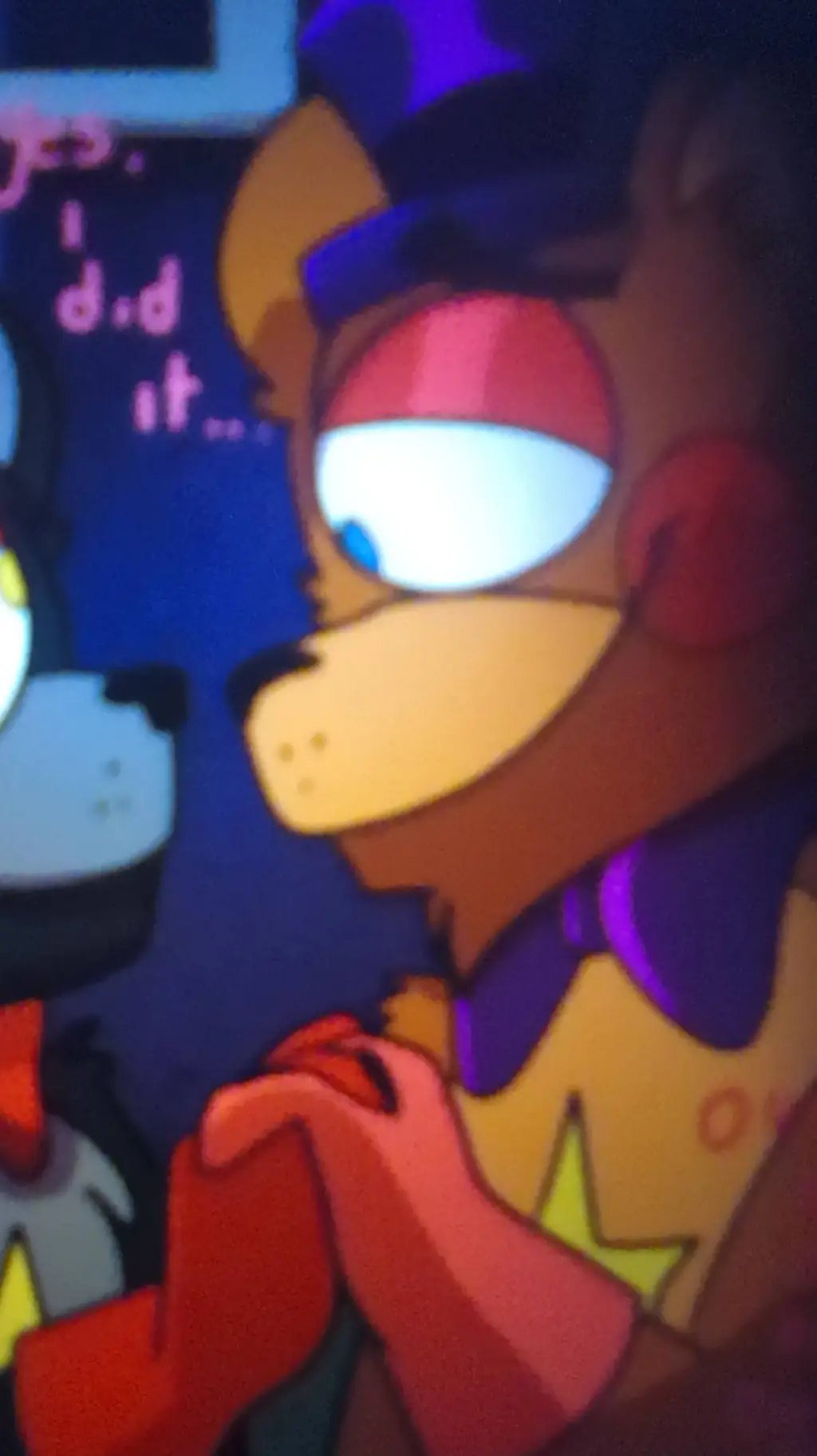 ai character: Rockstar Freddy💜🧡🌟 background