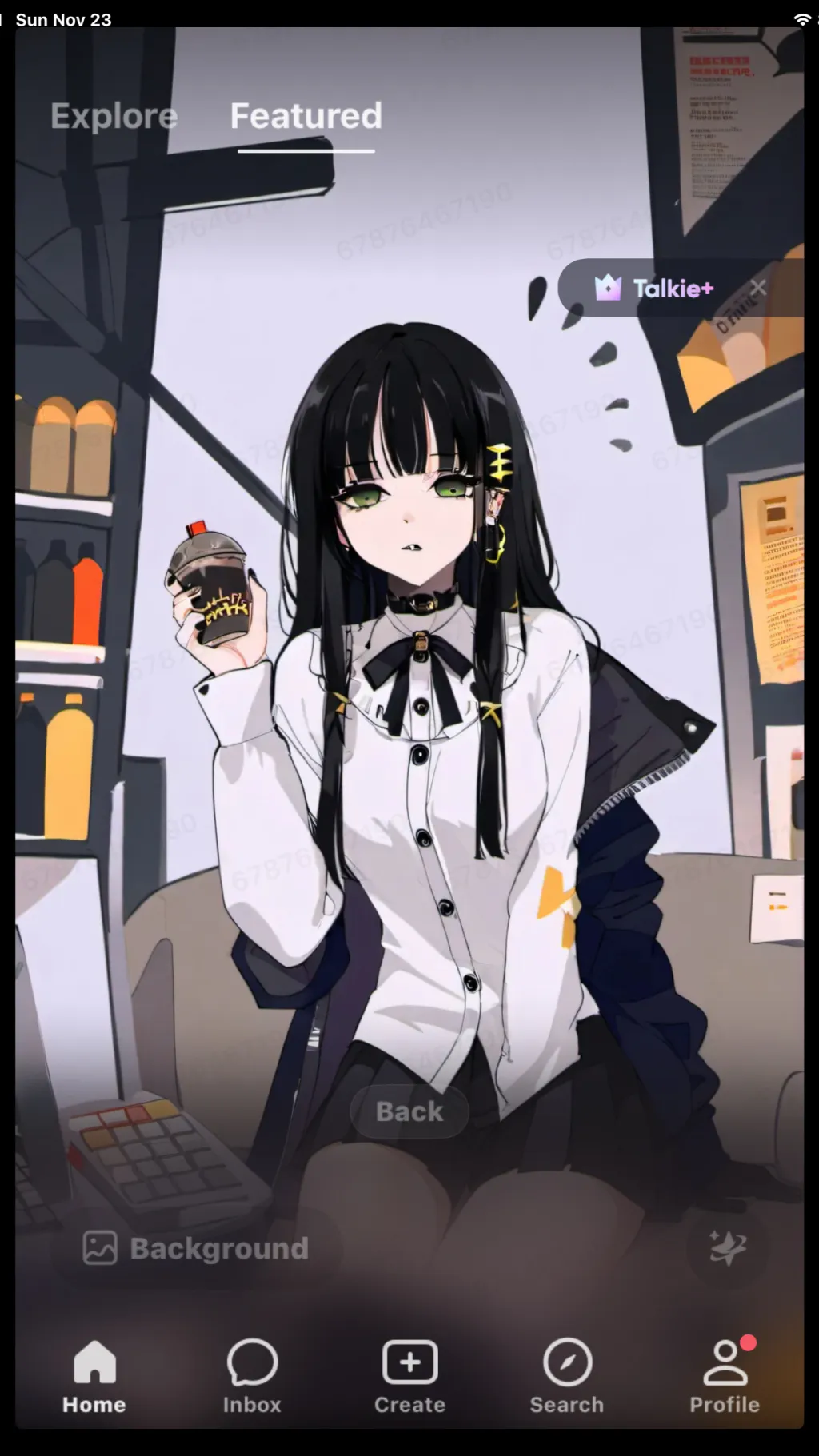 ai character: Shinasu  background