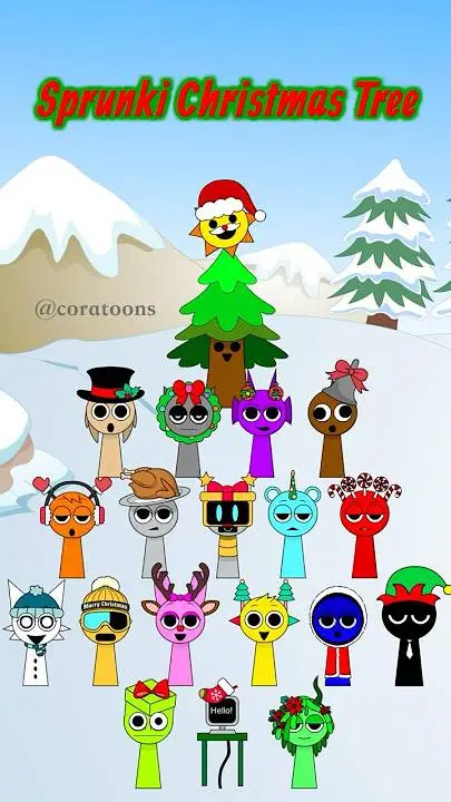 ai character: Christmas sprunki  background