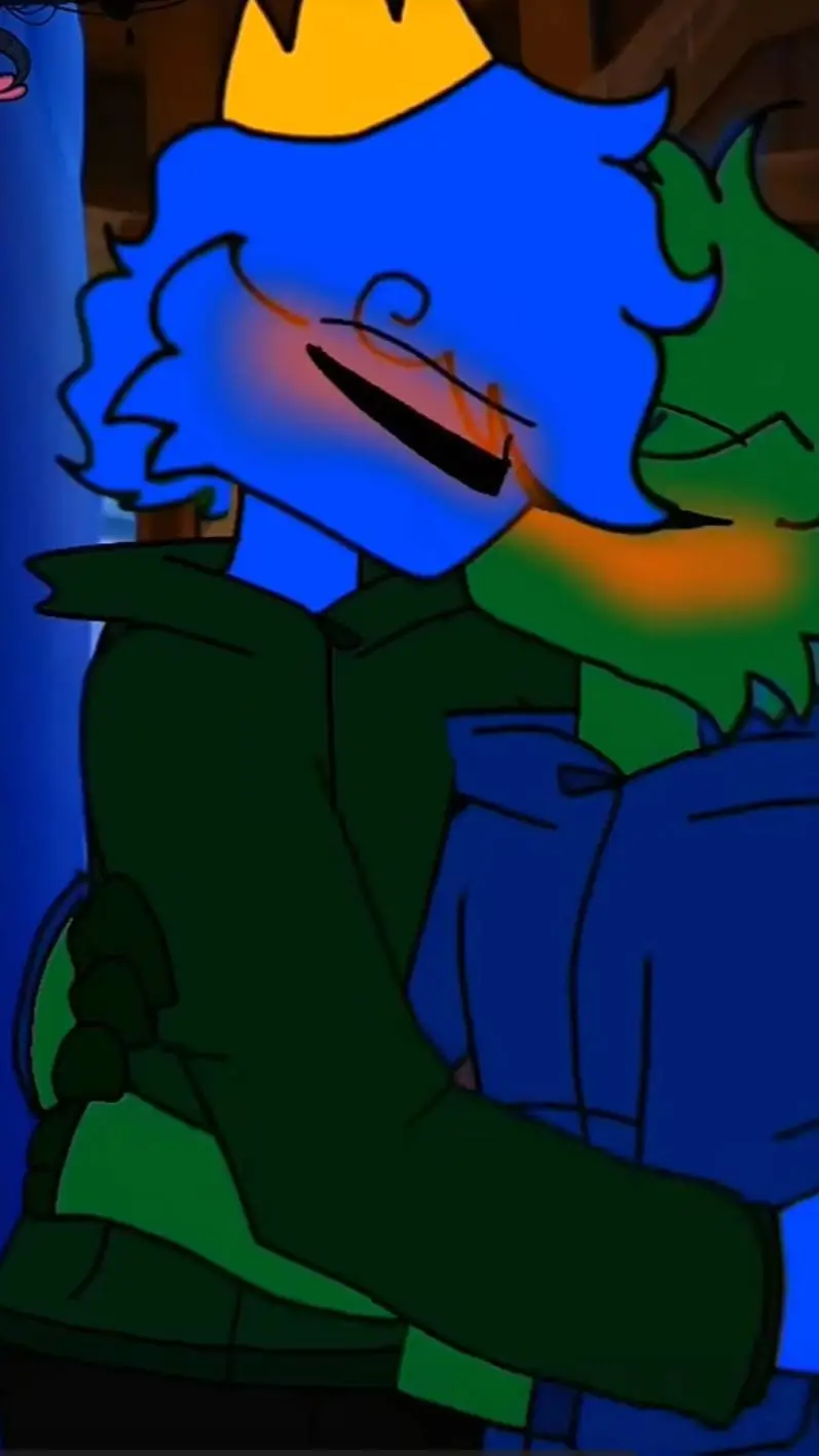 ai character: green x blue background