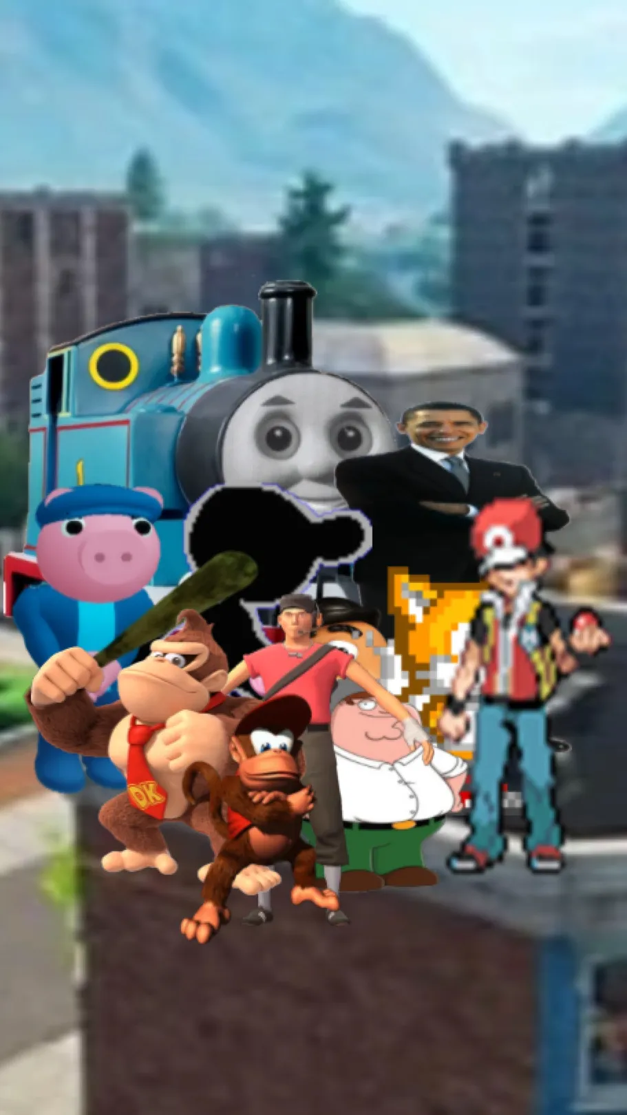 ai character: Everyone is￼ here background
