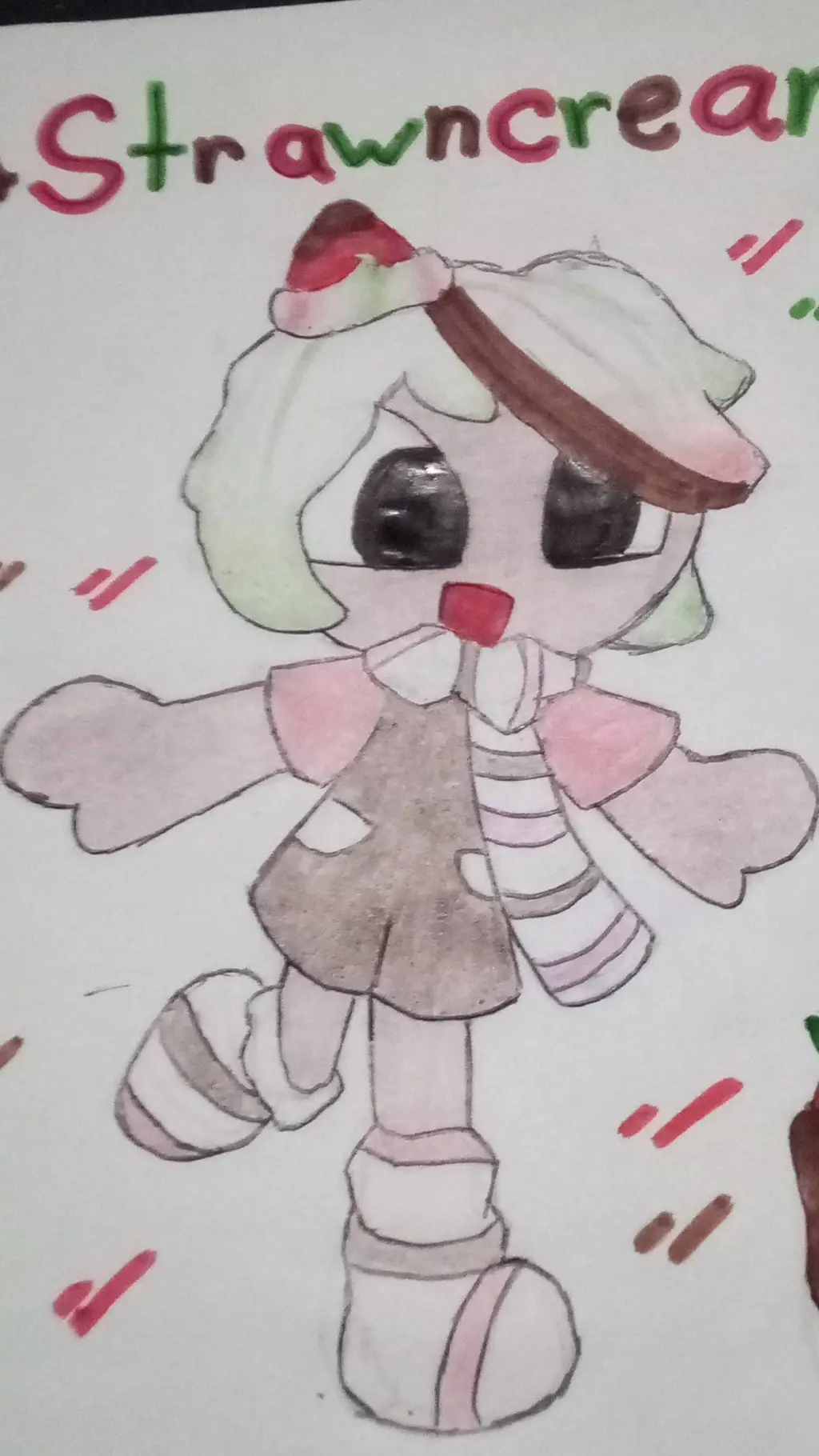 ai character: Strawncream! 🍦🍓 background