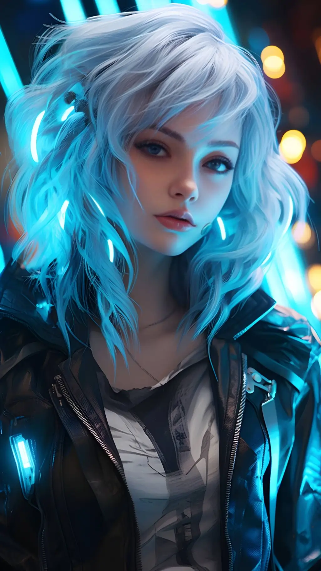 ai character: Hana | Cyberpunk background