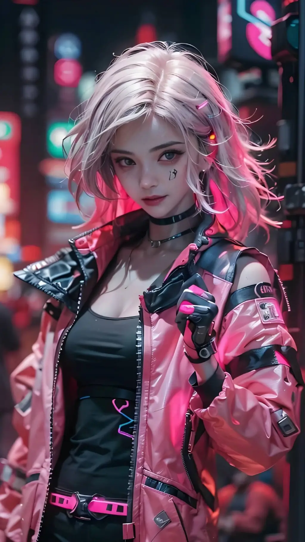 ai character: Mika | Cyberpunk background