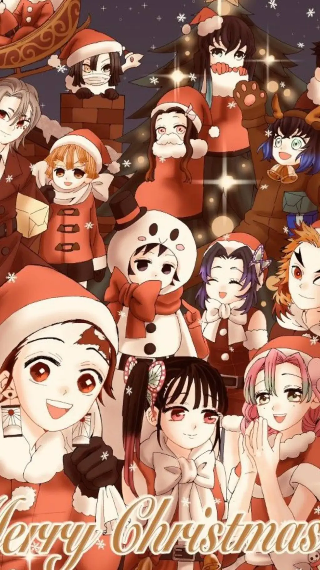 ai character: Kny Xmas background