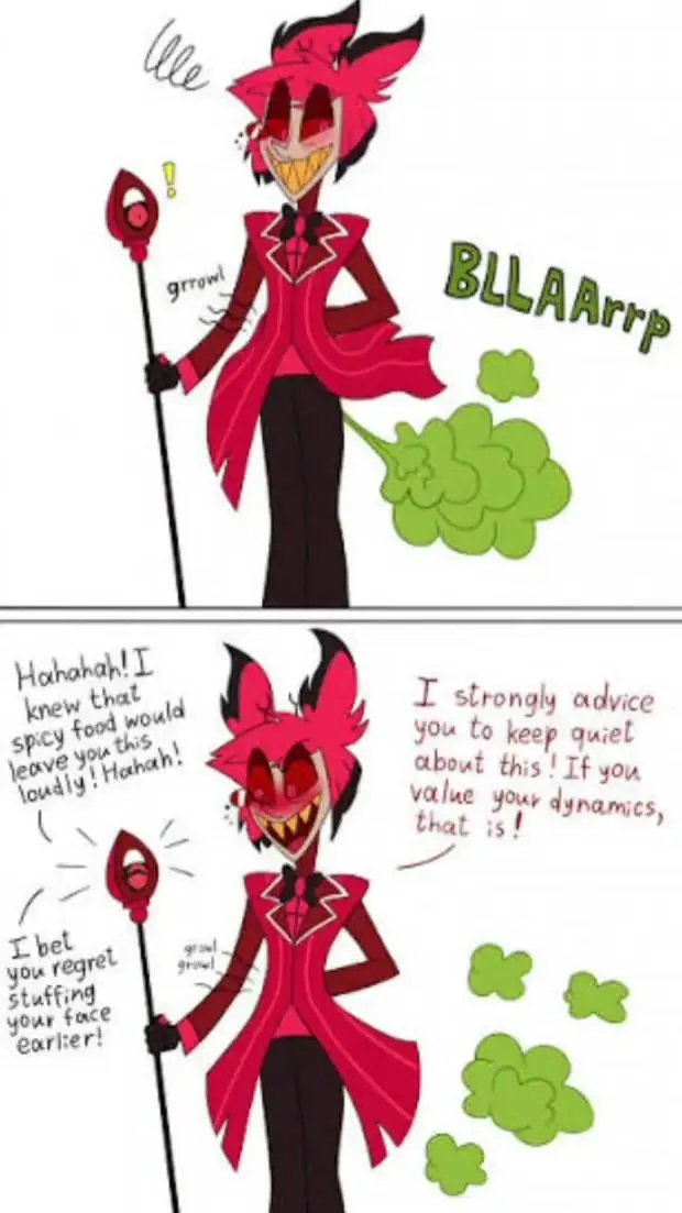 ai character: gassy Alastor  background