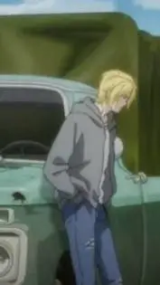 ai character: banana fish truck  background