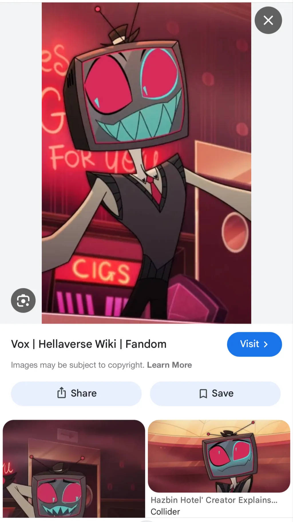 ai character: Vox x Emma react  background