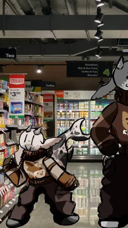 ai character: mall with mum background