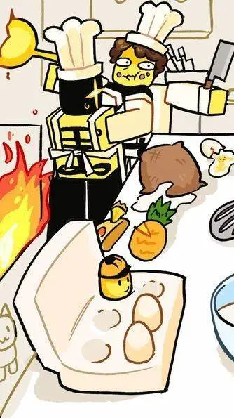 ai character: Cocinando con 1egg background