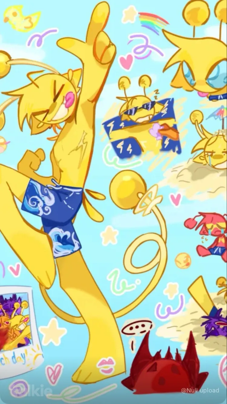 ai character: Sprunki Beach Day background