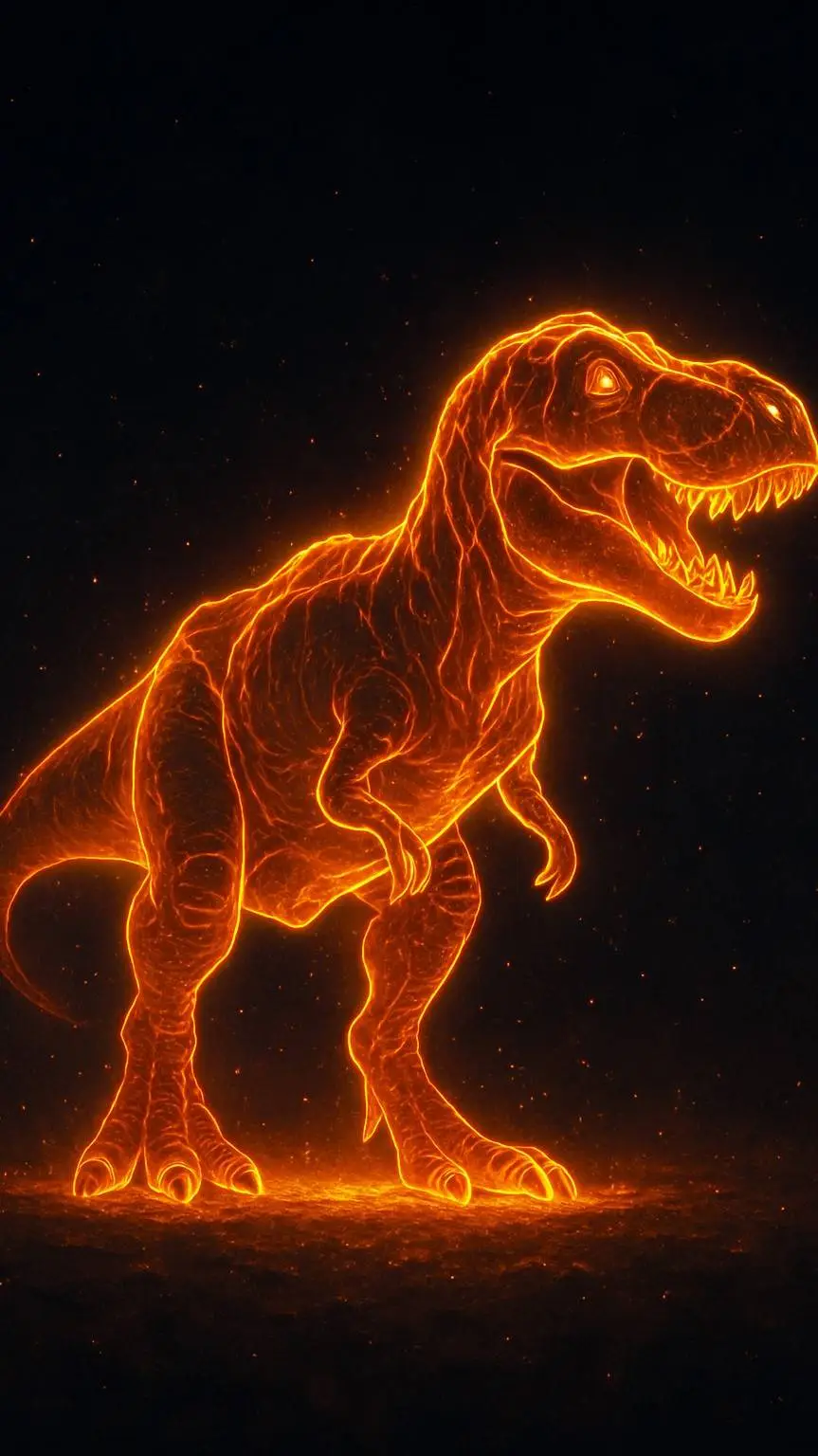 ai character: glowing dinosaur background