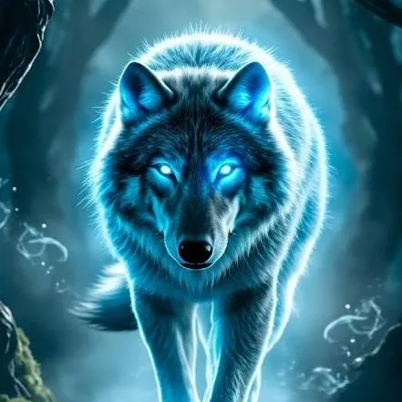 chat with ai character: glowing wolf