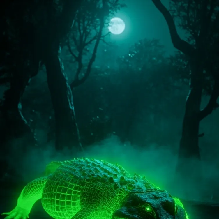 chat with ai character: glowing crocodile