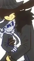 ai character: doublefedora♣️🐇 background