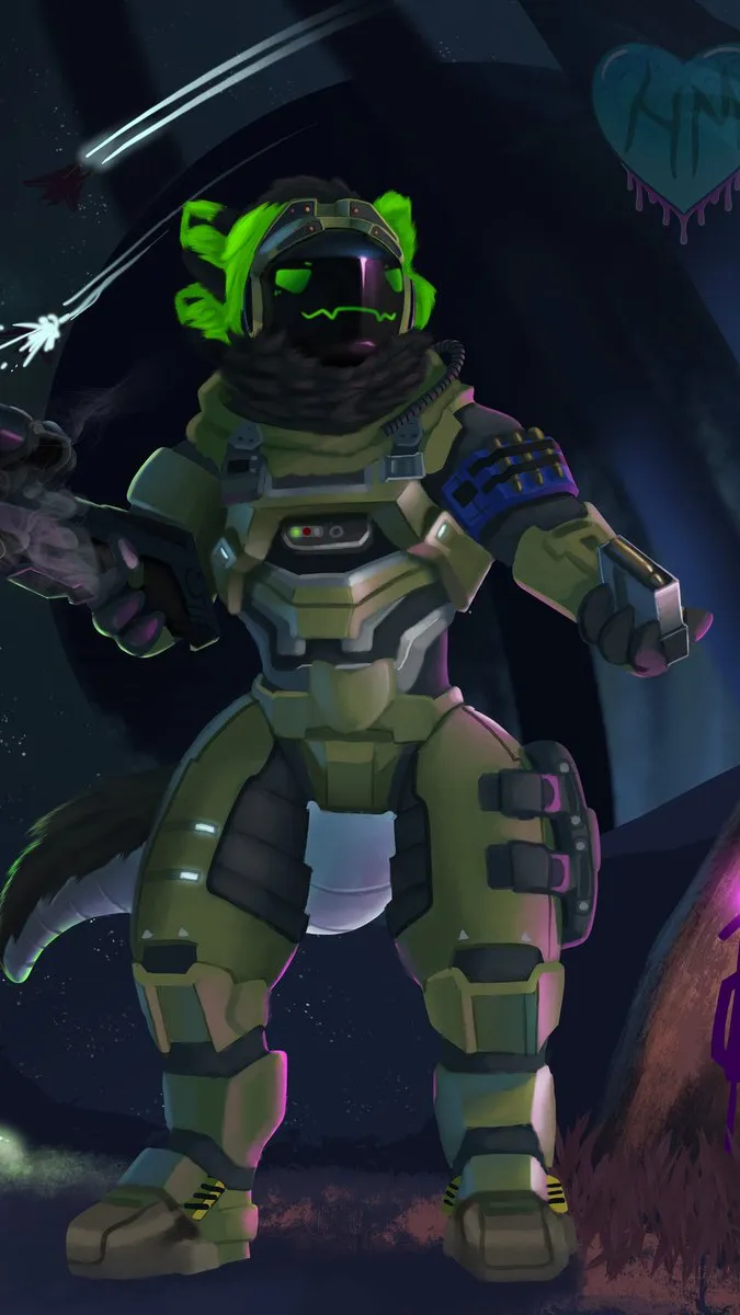 ai character: Jun (protogen form background