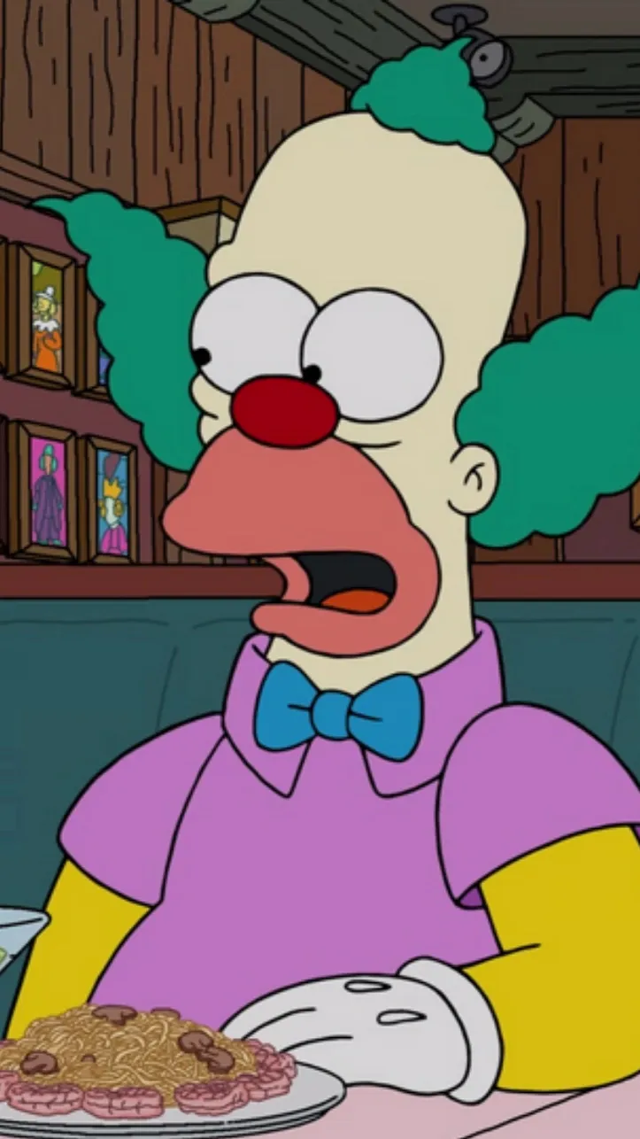 ai character: KRUSTY THE CLOWN! background