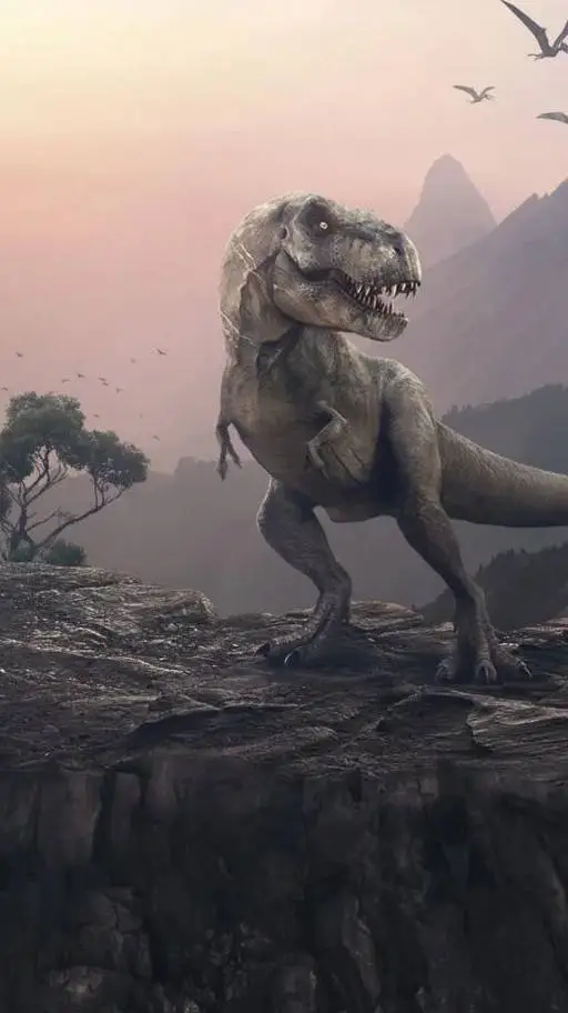 ai character: T-Rex kaka background