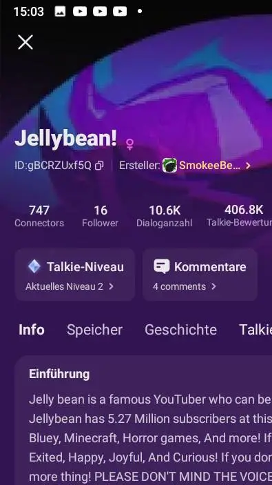 ai character: jellybean und bam background
