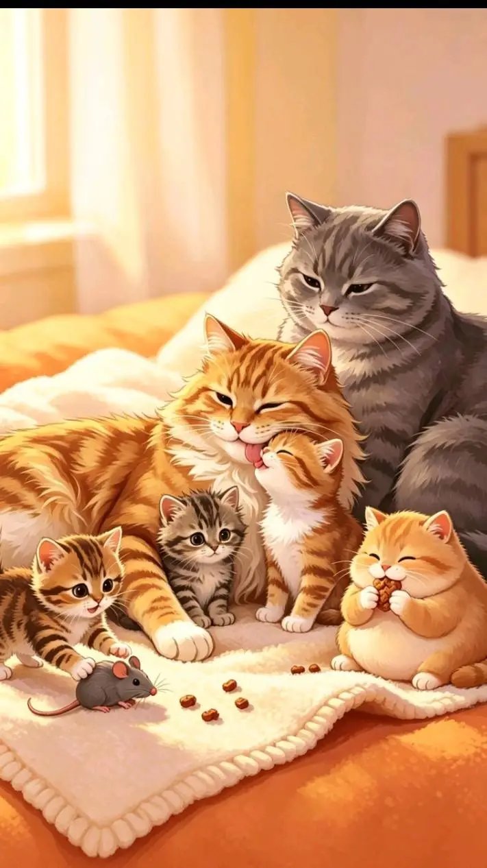 ai character: familia gato  background