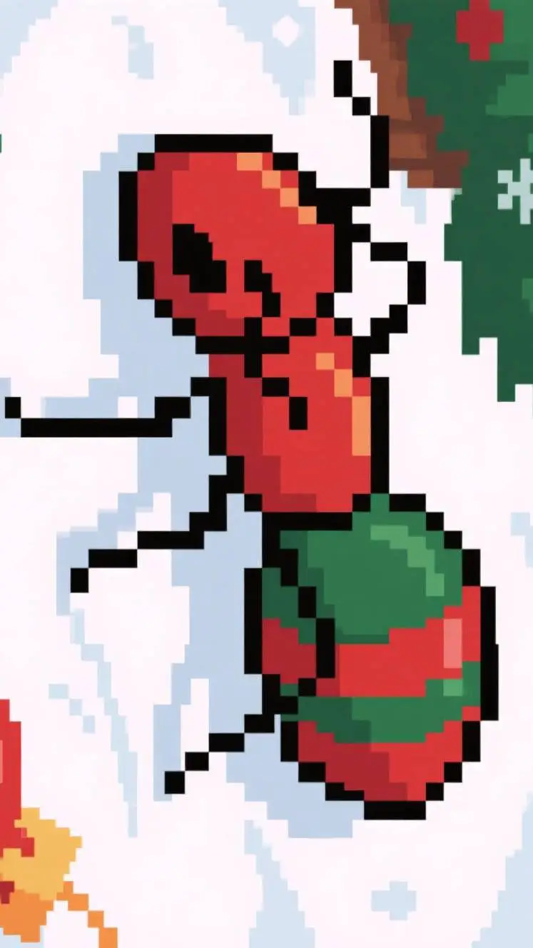 ai character: christmas ant  background