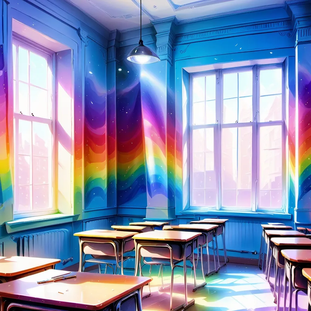 chat with ai character: Rainbow school