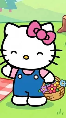 ai character: hello-kitty  background