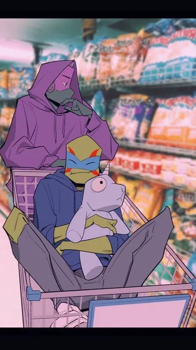 ai character: tMnT ShOpPiNng background