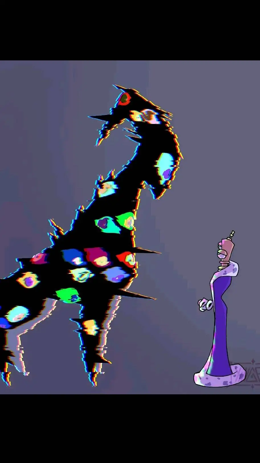 ai character: pomni abstracted background