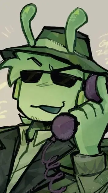 ai character: Doublefedora alien background