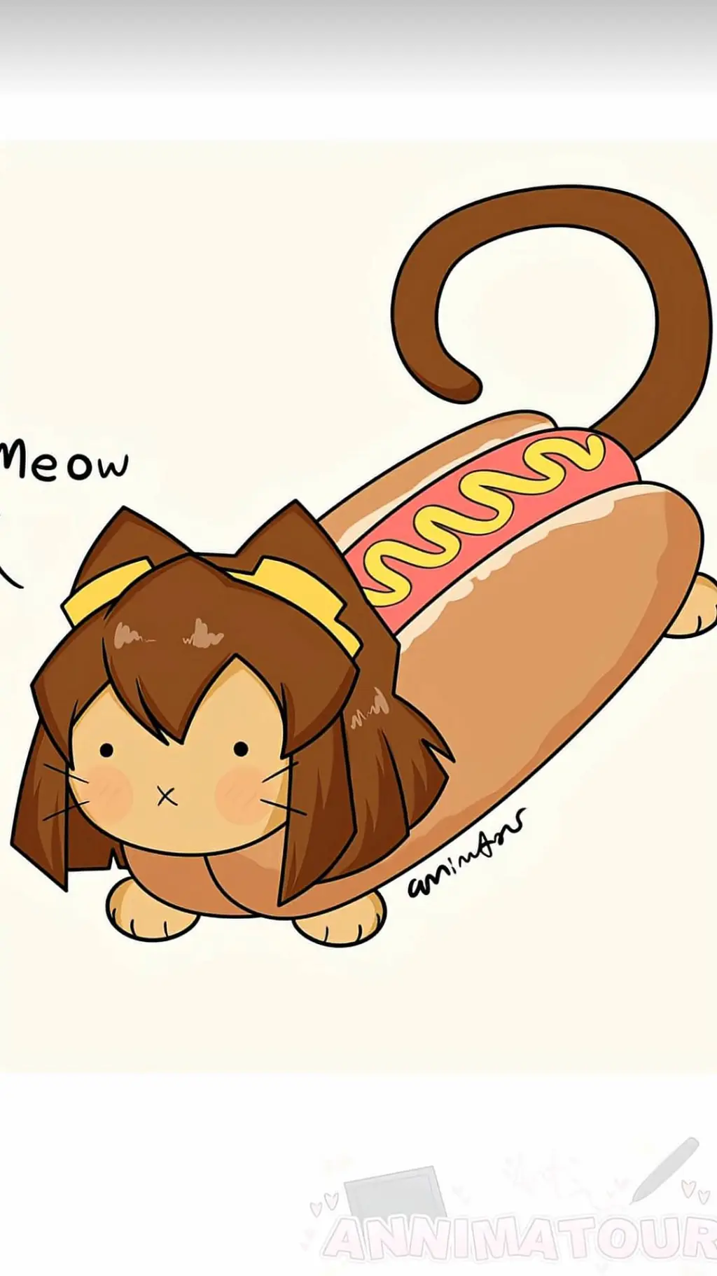 ai character: Kit in a hot dog background