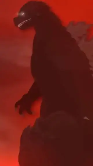 ai character: Godzilla in hell.  background