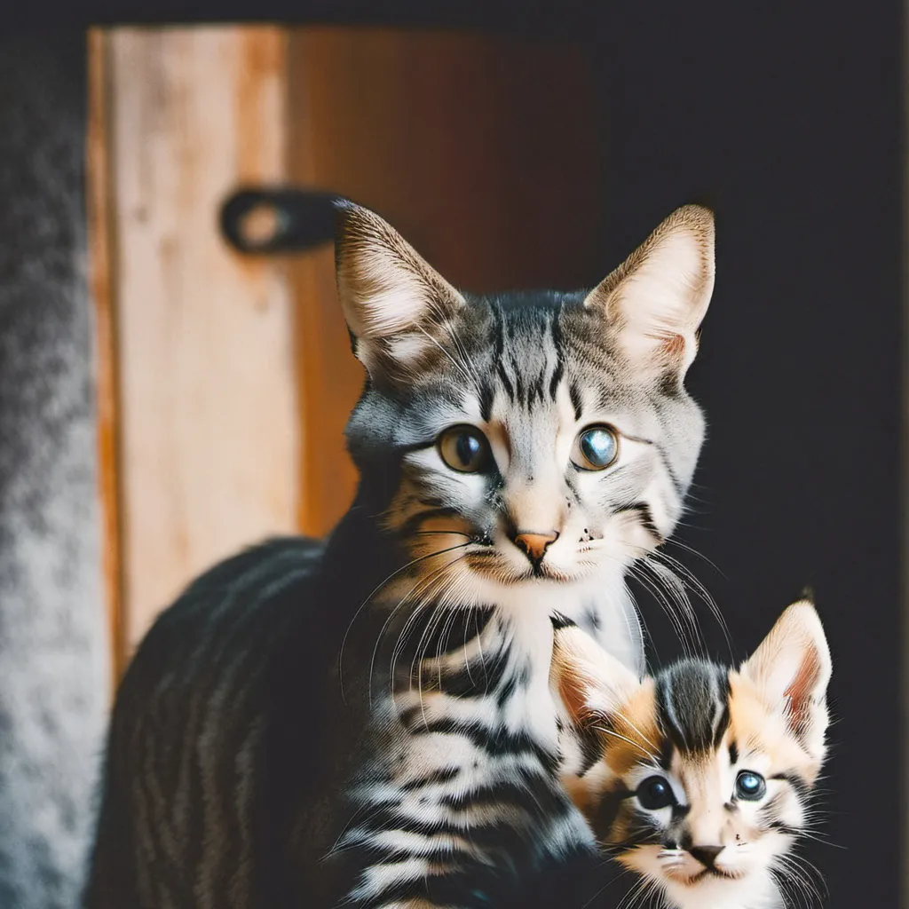 chat with ai character: Kitten and mom