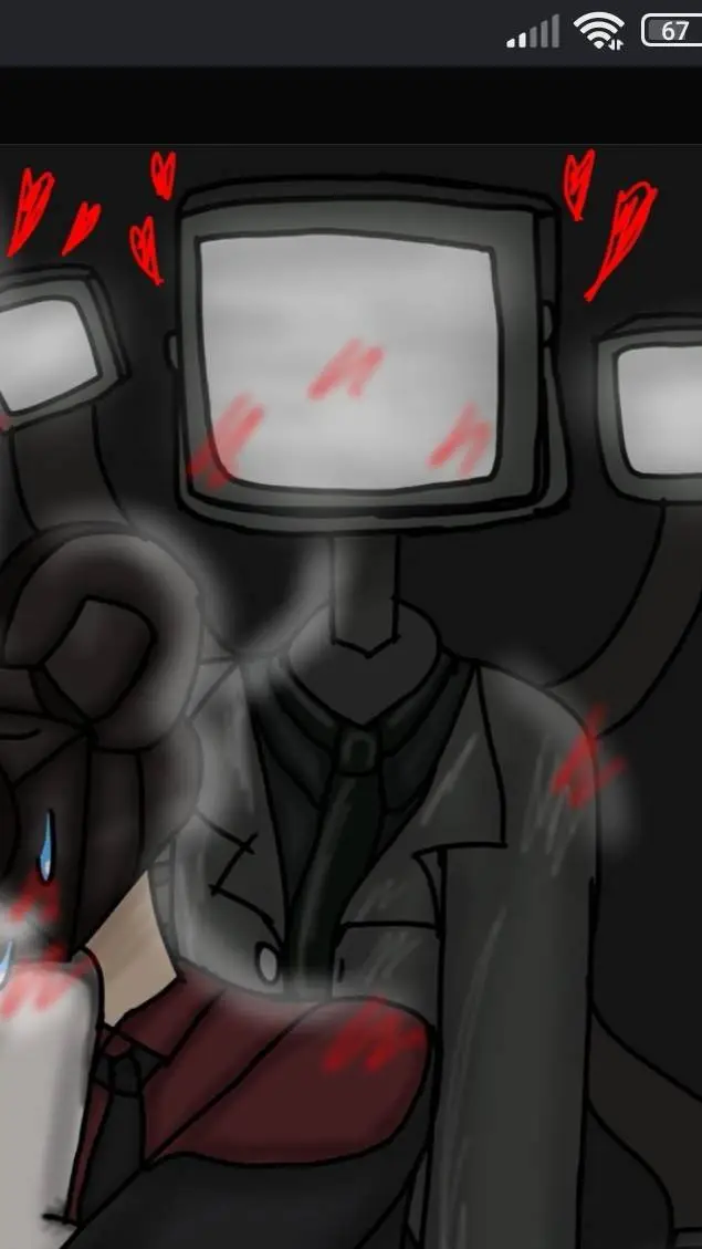 ai character: large  tv man background