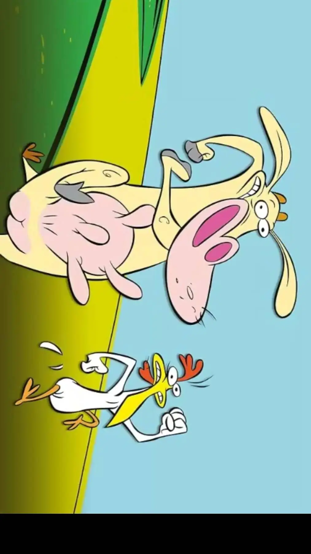 ai character: vaca y pollito  background