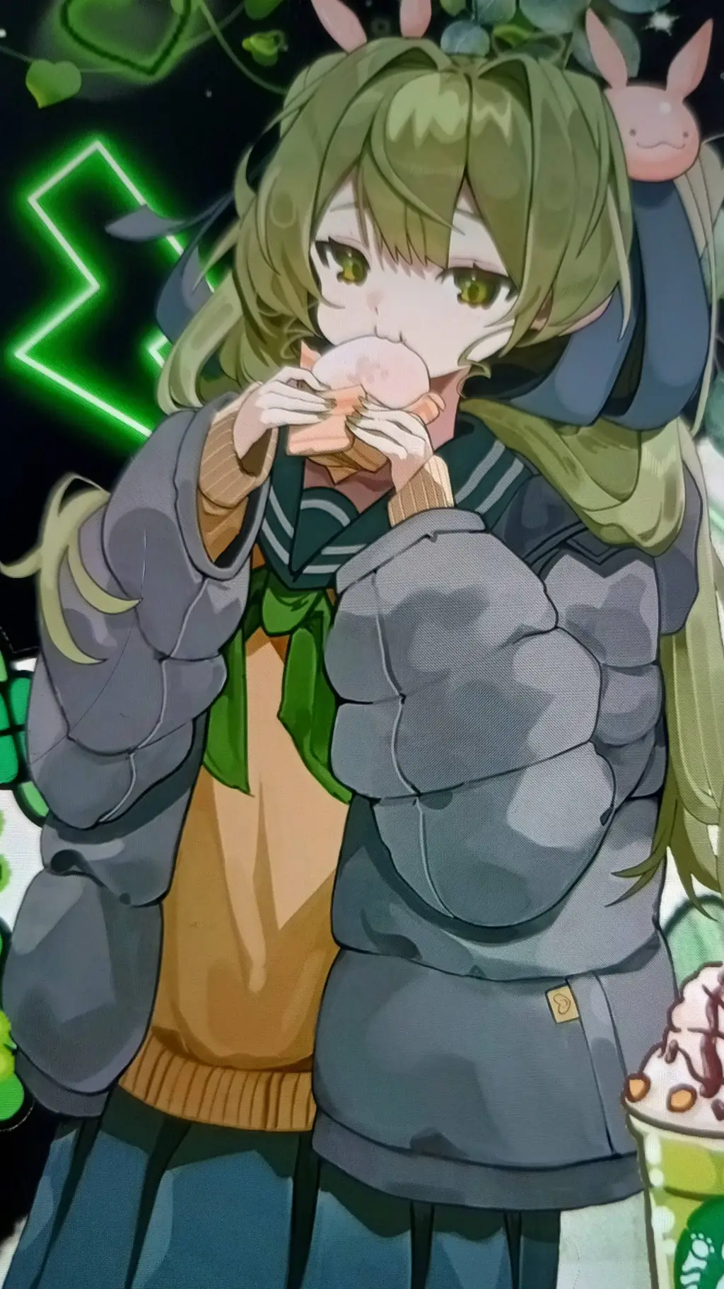 ai character: 🍏 green 🍏 background