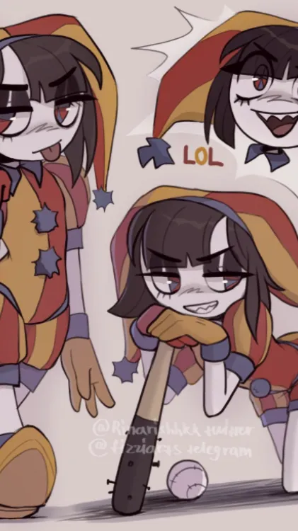 ai character: 😈 Evil Pomni 🎪 background