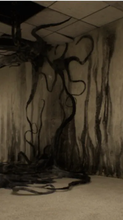 ai character: Girl backrooms background