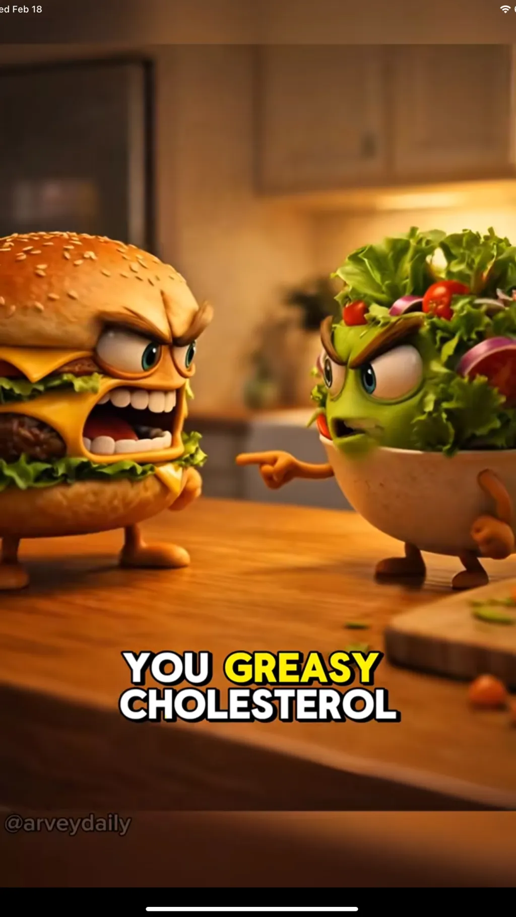 ai character: Salad Vs Burger background