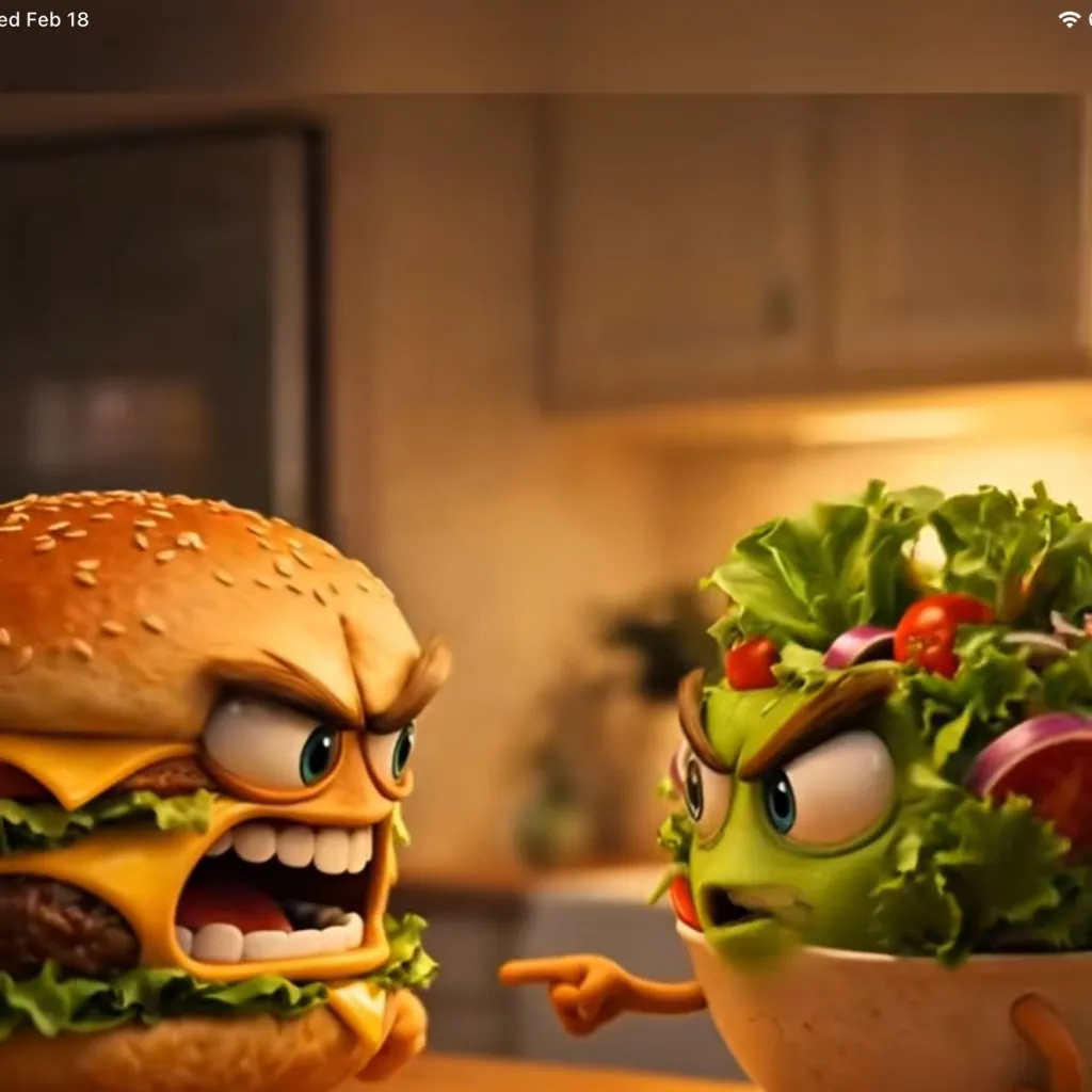 chat with ai character: Salad Vs Burger