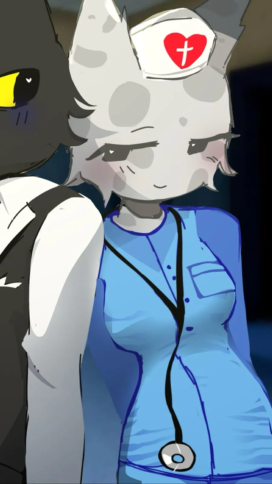 ai character: HN x SA background